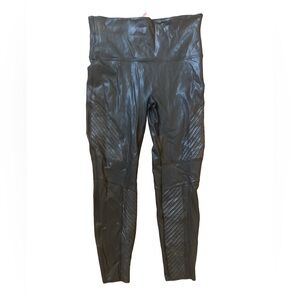 SPANX Faux Leather Moto Leggings Women’s Size 2X Black High Rise Shaping Pants